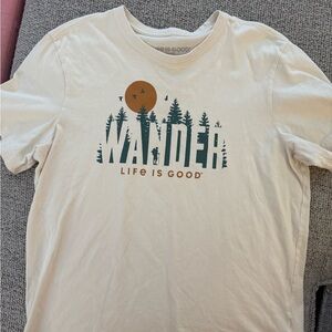 Life Is Good Wander Graphic Tee - Cream and Green